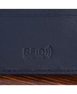Portfel skórzany męski mały poziomy z flagą granatowy RFiD Beltimore D58
