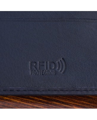 Portfel skórzany męski mały poziomy z flagą granatowy RFiD Beltimore D58