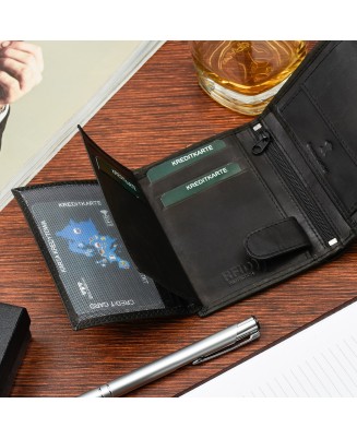 Męski portfel skórzany klasyczny RFiD czarny Beltimore U93