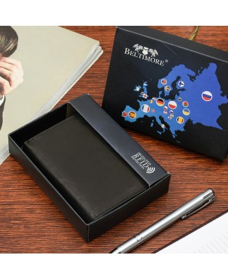 Męski portfel skórzany klasyczny RFiD czarny Beltimore U93