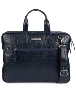 Torba skórzana elegancka croco laptop 15"6 aktówka granatowa A4 S17