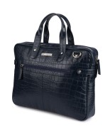 Torba skórzana elegancka croco laptop 15"6 aktówka granatowa A4 S17
