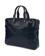 Torba skórzana elegancka croco laptop 15"6 aktówka granatowa A4 S17