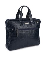 Torba skórzana elegancka croco laptop 15"6 aktówka granatowa A4 S17