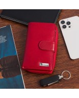 Portfel skórzany damski duży pionowy RFiD skóra klasyk czerwony Beltimore A07