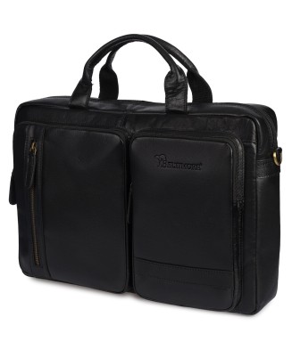 Torba męska skórzana na ramię laptopa duża biznesowa czarna Beltimore N07