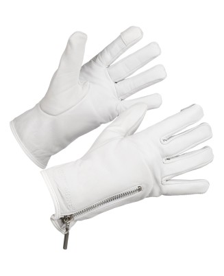 Rękawiczki skórzane damskie polar na dotyk TOUCH FINGER białe BELTIMORE K27