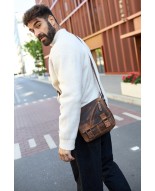Torba męska skórzana na ramię zgrabna brązowa elegancka Beltimore N13