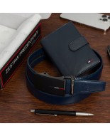 Zestaw prezentowy męski skórzany pasek portfel pudełko premium Beltimore Z51
