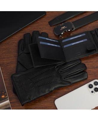 Zestaw prezentowy męski skórzany pasek portfel pudełko premium Beltimore Z48