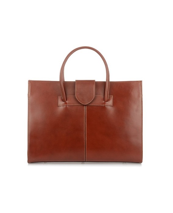 BRĄZOWA AKTÓWKA DAMSKA PROFESJONALNA ZGRABNA SKÓRA NATURALNA 324