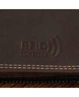 Portfel skórzany duży poziomy RFiD nubuk brązowy zasuwany skóra Beltimore H01