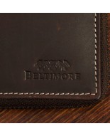 Portfel skórzany duży poziomy RFiD nubuk brązowy zasuwany skóra Beltimore H01
