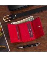 Zestaw prezentowy damski skórzany pasek portfel pudełko premium czerwony Beltimore Z14