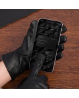Rękawiczki skórzane damskie polar na dotyk TOUCH FINGER czarne BELTIMORE  K27