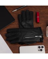 Rękawiczki skórzane damskie polar na dotyk TOUCH FINGER czarne BELTIMORE  K27
