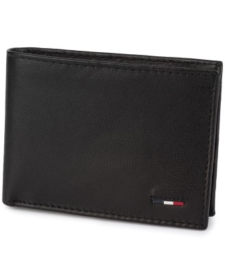 Portfel skórzany męski mały poziomy z flagą czarny RFiD Beltimore D54