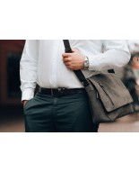 Czarna Torba męska Skóra eko + Płótno Duża mieści A4 pasek L98