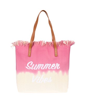 Fuksjowa torba plażowa, duża torba na wakacje "Summer Vibes" TORK1