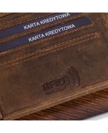 Portfel skórzany męski brązowy nubuk poziomy skóra ciężarówka RFiD Beltimore R93