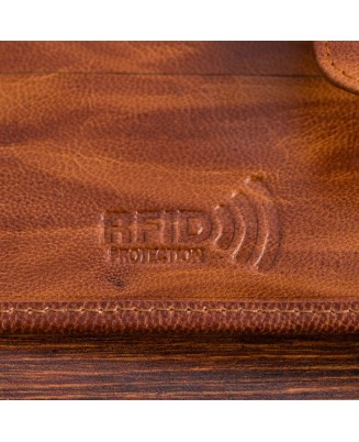 Portfel skórzany męski poziomy klasyczny brązowy RFiD Beltimore D33