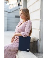 Granatowy Beltimore luksusowy męski biwuar aktówka teczka A5 organizer dla handlowca I62