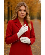 Rękawiczki skórzane damskie białe polar touch finger na dotyk BELTIMORE K25