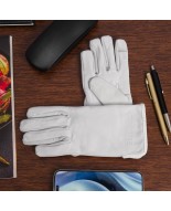 Rękawiczki skórzane damskie białe polar touch finger na dotyk BELTIMORE K25