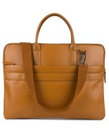 Torba skórzana aktówka teczka croco na laptopa 15"6 brązowa A4 Beltimore S18