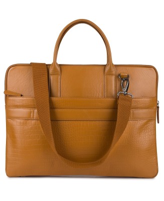 Torba skórzana aktówka teczka croco na laptopa 15"6 brązowa A4 Beltimore S18