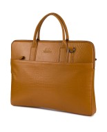 Torba skórzana aktówka teczka croco na laptopa 15"6 brązowa A4 Beltimore S18