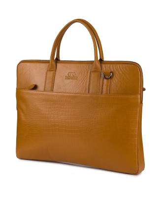 Torba skórzana aktówka teczka croco na laptopa 15"6 brązowa A4 Beltimore S18
