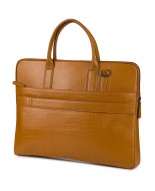 Torba skórzana aktówka teczka croco na laptopa 15"6 brązowa A4 Beltimore S18