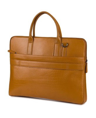 Torba skórzana aktówka teczka croco na laptopa 15"6 brązowa A4 Beltimore S18