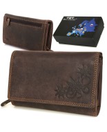 Portfel skórzany damski brązowy nubuk duży Beltimore S73