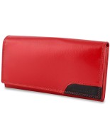 Damski skórzany portfel duży poziomy retro RFiD czerwony BELTIMORE 040