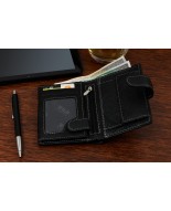 Czarny skórzany portfel męski, pionowy portfel dla mężczyzny Wild Horse RFiD G75