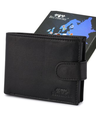 Męski portfel skórzany klasyczny RFiD czarny Beltimore K42