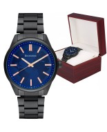 Zegarek męski bransoleta duży solidny granatowy glob premium Beltimore BT01