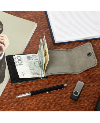 Banknotówka portfel czarny etui na pieniądze retro uniseks skórzane G65