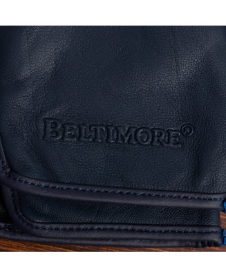 Rękawiczki skórzane damskie granatowe polar BELTIMORE K25