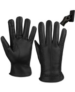 Rękawiczki skórzane damskie czarne polar touch finger na dotyk BELTIMORE K39