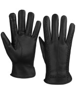 Rękawiczki skórzane damskie czarne polar touch finger na dotyk BELTIMORE K39