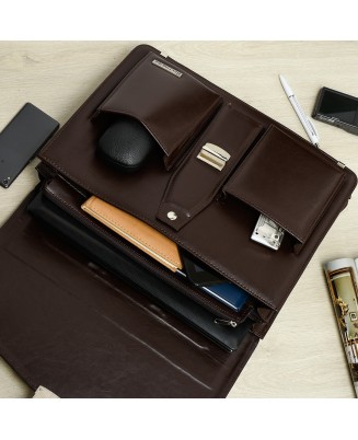 Brązowa męska aktówka Beltimore teczka elegancka pojemna W35