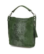 Ciemno zielona torebka skórzana zamszowa shopper W10
