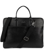 Torba skórzana aktówka teczka croco na laptopa 15"6 czarna A4 Beltimore S18