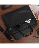 Torba skórzana aktówka teczka croco na laptopa 15"6 czarna A4 Beltimore S18