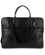 Torba skórzana aktówka teczka croco na laptopa 15"6 czarna A4 Beltimore S18