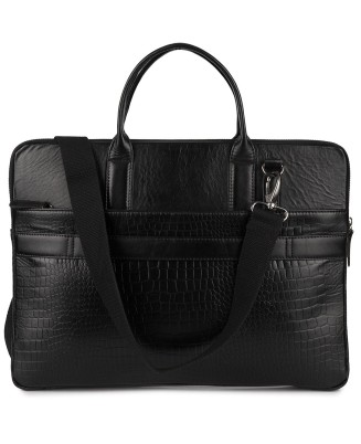 Torba skórzana aktówka teczka croco na laptopa 15"6 czarna A4 Beltimore S18