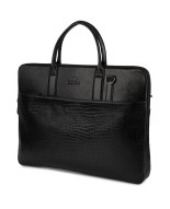 Torba skórzana aktówka teczka croco na laptopa 15"6 czarna A4 Beltimore S18